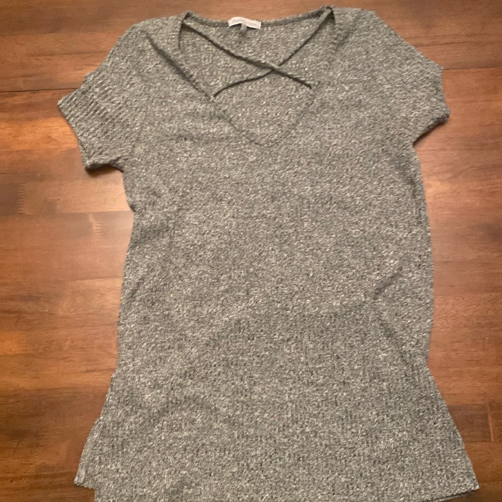 Gray V-Neck Blouse for Girls